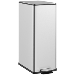 HOMCOM 5.3 Gallon/20 L Garbage Can, Fingerprint-Proof Stainless Steel Kitchen Trash Can \w Soft-Close Lid And Foot Pedal, Slim Garbage Bin For