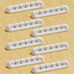 HLD USB Cable Organizer Clips Cord Holder Self Adhesive Desk Cord Cable Management (White, 5Slots-8PCs)
