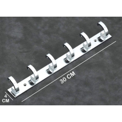 ISTAR Stainless Steel 6 Pin Bathroom Cloth Hooks Hanger Door Bathroom Robe Hooks Rail for Hanging Keys, Clothes Towel Steel Hook (Silver)