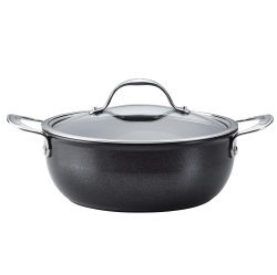 ANOLON X Seartech Aluminum Nonstick Casserole Pan With Lid, 4-Quart, Super Dark In Gray