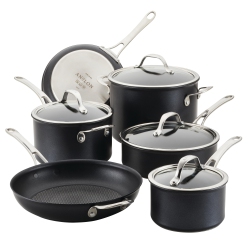 ANOLON X Seartech Aluminum Nonstick Cookware Pots And Pans Set, 10-Piece, Super Dark In Gray