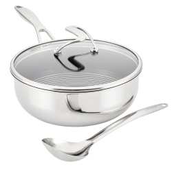 CIRCULON Clad Stainless Steel Chef Pan And Utensil Set With Hybrid Steelshield And Nonstick Technology, 3-Piece, Si
