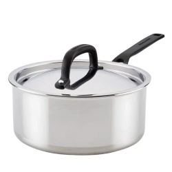 KITCHENAID 5-Ply Clad Stainless Steel Saucepan With Lid, 3-Quart, Polished Stainless Steel