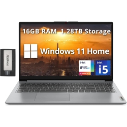 LENOVO Ideapad 1I 15.6" Fhd Business Laptop, Intel I5-1235U, 1.28Tb Storage 1Tb SSD+288GB Docking Station Set), 16GB Ram, Intel Iris Xe Graphics
