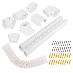 COSTWAY 4" Pvc Decorative Mini Split Line Set Cover With Flexible Duct & Straight Duct