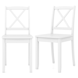 COSTWAY Dining Chair Set Of 2 Kitchen Side Chairs With Rubber Wood Legs & Cross Back