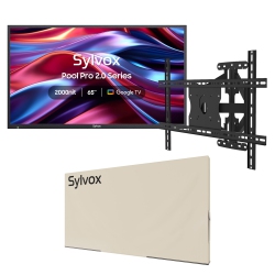 SYLVOX 65" Outdoor Smart Tv + Tv Mount + Cover 4K 2000Nits Google Outside Television Built-In Google Assistant, Chormecast, Ip55 Waterproof Tv For