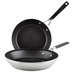 KITCHENAID Stainless Steel Nonstick Frying Pan Set, 2-Piece, Brushed Stainless Steel