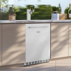 HCK 73 Cans (12 OZ.) 5.12 Cu. Ft. Outdoor Stainless Steel Fridge Built-In Beverage Refrigerator With Removable Shelves And Full Size Kegerator