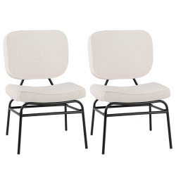 COSTWAY 2 PCs Upholstered Accent Chair With Sponge Padding Adjustable Foot Pads & Metal Frame