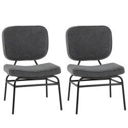 COSTWAY 2 PCs Upholstered Accent Chair With Sponge Padding Adjustable Foot Pads & Metal Frame