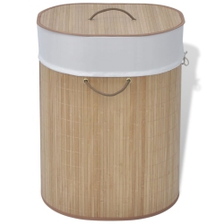 VIDAXL Bamboo Laundry Bin Oval Natural