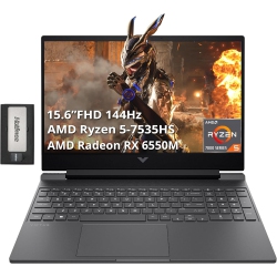 HP Victus 15.6" Fhd 144Hz Gaming Laptop, Amd Ryzen 5-7535Hs, 1Tb PCie SSD, 16GB Ram, Amd Radeon Rx 6550M, Backlit Keyboard, Windows 11 Pro, Silver