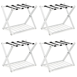 COSTWAY Set Of 4 Folding Metal Luggage Rack Suitcase Shoe Holder Hotel Guestroom Withshelf