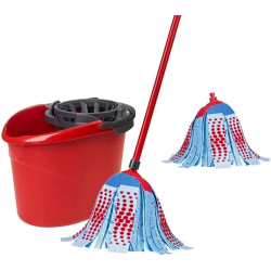 STRAK Super Twist 3-Action Xl Mop And Bucket System \w 1 Extra Refill | String Mops | Perfect Mop for Floors| Machine Washable Mop Head| Easy Wringing