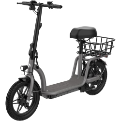 GOTRAX Flex Campus Adults Electric Scooter With Seat, 14"/500W/25Kph Foldable Commuter E-Scooter With Carry Basket In Black