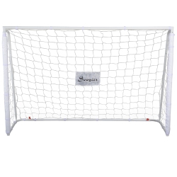 SOOZIER 6Ft X 4Ft Soccer Goal, Practice Soccer Net With Metal Frame, Pe Mesh, Youth Training Goal Set With Ground Stakes, Easy Assembly In White