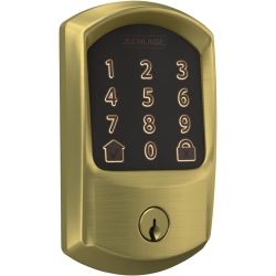SCHLAGE Encode Wifi Deadbolt Smart Lock, Keyless Entry Touchscreen Door Lock With Greenwich Trim In Satin Brass, Be489Wb Grw 608