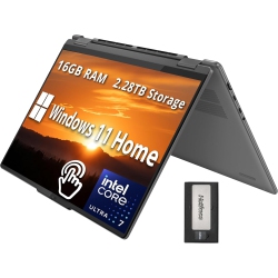 LENOVO Yoga 7I 2-In-1 16" 2K Ips Touchscreen Laptop, Intel Ultra 7 155U, 2.28Tb Storage(2Tb SSD +288GB Docking Station Set), 16GB Lpddr5X, Backlit