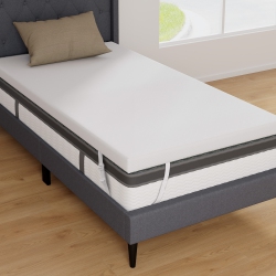 COSTWAY 3" Gel-Infused Memory Foam Mattress Topper With Removable & Washable Cover Twin