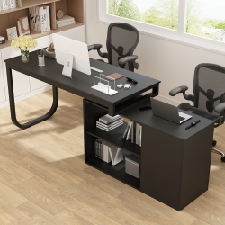 FAMAPY L-Shaped Office Desk With Storage Shelves & Drawers, Modern Computer Desk With Open Shelving for Home Office, (55.1" W X 41.3" D X 29.5" H)