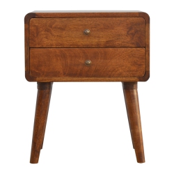 ARTISAN FURNITURE Solid Wood Curved Nightstand In Chestnut Finish