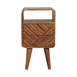 ARTISAN FURNITURE Solid Wood Mini Lille Curved Nightstand In Oak-Ish Finish