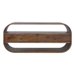 ARTISAN FURNITURE Solid Wood Curved Edge Media Unit With 2 Drawers In Chestnut Finish