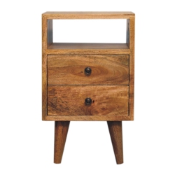 ARTISAN FURNITURE Mini Oak-Ish Classic Open 2 Darwer Solid Wood Nightstand