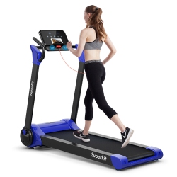 COSTWAY Superfit 2.25HP Electric Folding Treadmill, Installation-Free Design W/ 8-Stage Damping System, Large Led Touch Display And Bluetooth