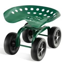 COSTWAY Rolling Garden Cart Heavy Duty Workseat With 360° Swivel Seat & Adjustableheight