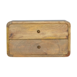 ARTISAN FURNITURE Solid Wood 2 Drawer Floating Nightstand In Oak-Ish Finish