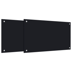 VIDAXL Kitchen Backsplashes 2 PCs 70X50 Cm Tempered Glass In Black