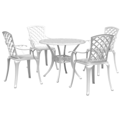 VIDAXL 5 Piece Garden Dining Set Cast Aluminium In White