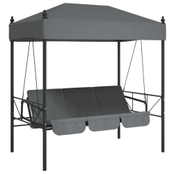 VIDAXL Garden Swing Bench With Canopy Dark Grey Steel