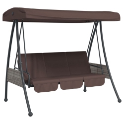 VIDAXL Garden Swing Bench With Adjustable Canopy Coffee Brown Steel