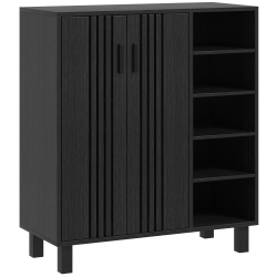 HOMCOM Modern Shoe Cabinet \w 2 Doors And 5-Tier Open Compartments, 17 Pair Shoe Storage Cabinet \w Adjustable Shelves for Entryway, Hallway, Living