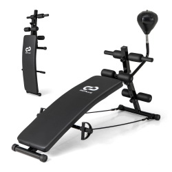 COSTWAY Goplus Adjustable Decline Sit-Up Bench for Home Gym With Speed Ball And Resistance Bands