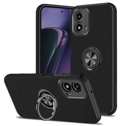 CSMART [Cs] Hybrid Magnetic Kickstand Invisible Ring Case Cover for Motorola Moto G Play 2024 In Black