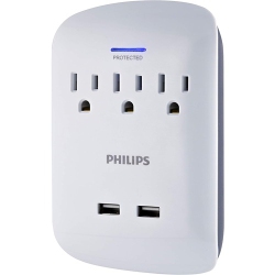 PHILIPS 3-Outlet Power Strip With 2 USB Ports