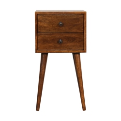 ARTISAN FURNITURE Solid Wood Mini 2 Drawer Nightstand In Chestnut Finish