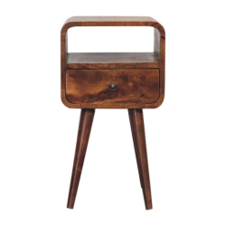 ARTISAN FURNITURE Solid Wood Mini Curve Open Nightstand In Chestnut Finish