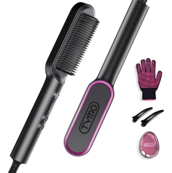 TYMO Hair Straightener Brush, Flat Iron & Hair Brush 2 In 1 for Straightening Hair, Anti-Scald Hot Comb, 5 Temp for All Hair Types