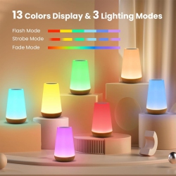 YOULIGHTS Night Light, Dimmable Touch Lamp for Bedroom, Portable Table Bedside Lamp, 5 Brightness & 13 RGB Colors, Night Lights for Bedroom/baby