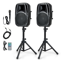 SONART Costway 1600W 2-Way Powered Speakers, Portable Pa Speaker System \w 2 Speaker Stands And Microphone, Professional Dj Speakers \w Bluetooth