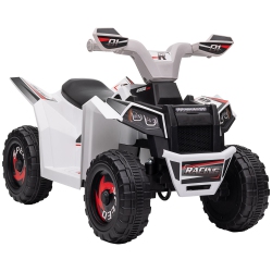AOSOM 6V Kids Atv Quad, Battery Powered Electric Vehicle for Kids With Wear-Resistant Wheels, for Boys And Girls Aged 18-36 Months In White