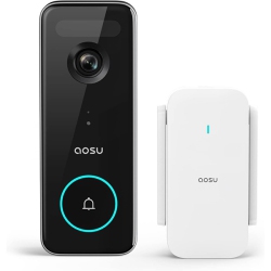 AOSU 13 X 5 X 3 Cm 3D Motion Detection Video Doorbell With Homebase In Black