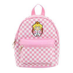 BIOWORLD Super Mario Bros. Princess Applique Checkered Mini Backpack In Peach