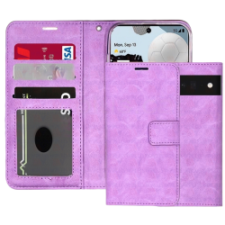 CSMART [Cs] Magnetic Card Slot Leather Folio Wallet Flip Case Cover for Google Pixel 9 / Pixel 9 Pro In Purple