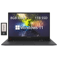 ASUS Vivobook S 15 Slim 15.6" Fhd Laptop, Amd Ryzen 7 5800H, 2Tb SSD, 8GB Ram, Amd Radeon Graphics, Windows 11 Home, Indie Black, 128GB Docking